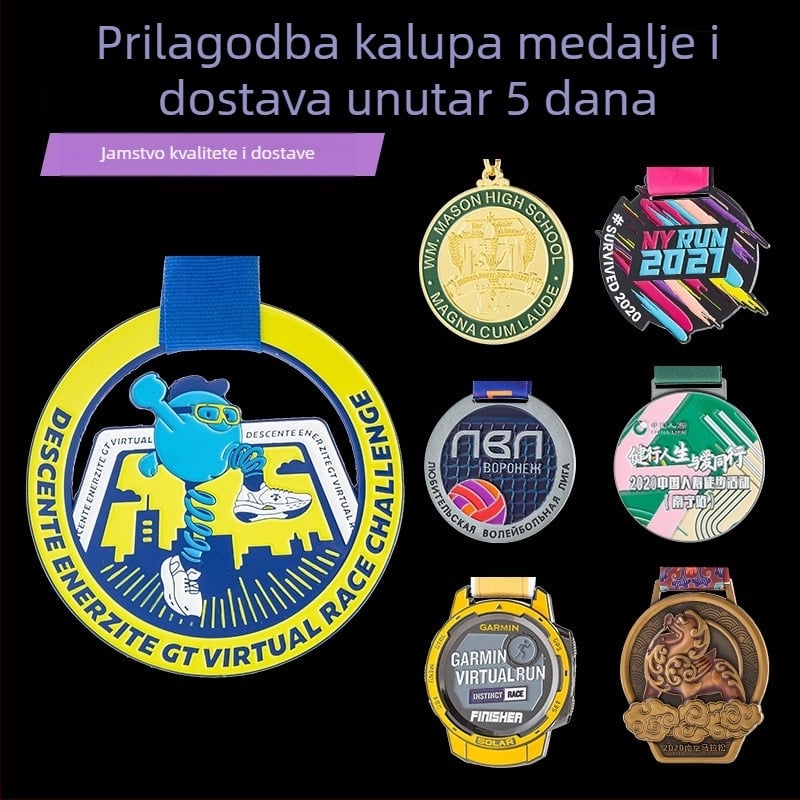 Metalna medalja za događaje, cinkova legura, zlatno obložena, prilagodljiv ispis logotipa, težina 60 g