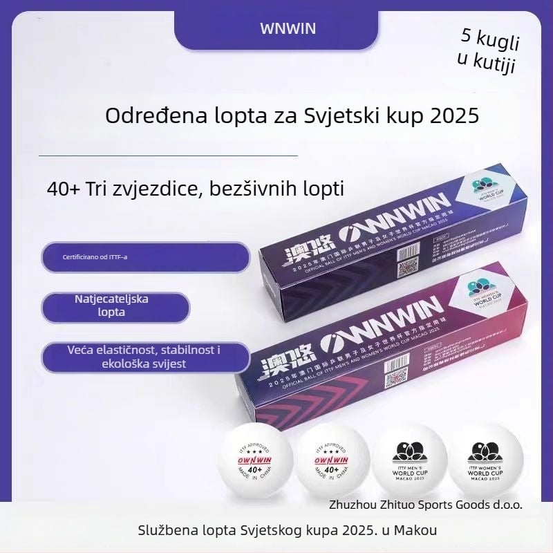 Bešavne lopte za stolni tenis, Svjetski kup, tri zvjezdice, 25. izdanje Svjetskog kupa (Brend: Gold Source; Materijal: Kompozitni materijali; Kategorija: Stolni tenis)