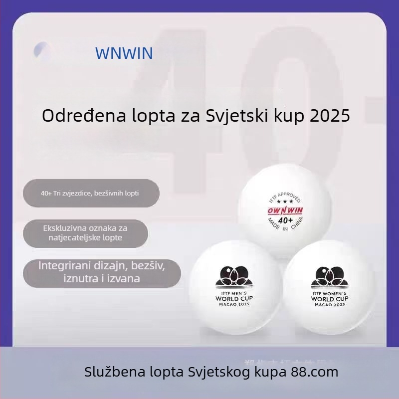 Bešavne lopte za stolni tenis, Svjetski kup, tri zvjezdice, 25. izdanje Svjetskog kupa (Brend: Gold Source; Materijal: Kompozitni materijali; Kategorija: Stolni tenis)
