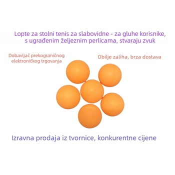 Set za stolni tenis za slijepe, 6 komada, PP materijal, bez logotipa