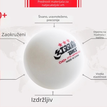 Trening lopta za stolni tenis, Red Double Happiness, PVC, bez logotipa, paket od 10 komada