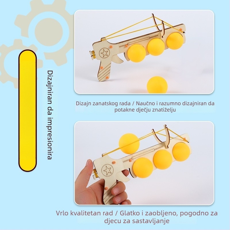 Lansir stolnog tenisa – DIY znanstvena igračka, drvena, ručno sastavljivi fizički model za djecu