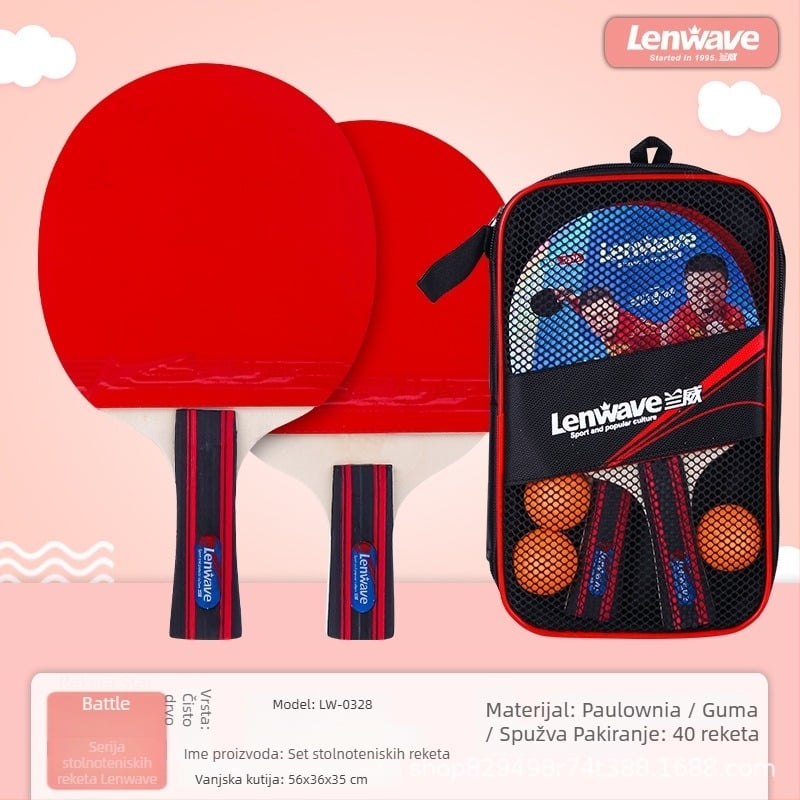 Langwei set za stolni tenis za početnike, dvostruka raketa s reverznim ljepilom, baza od topole, 2 komada
