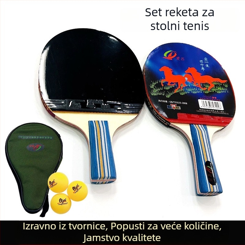 Set reketa za stolni tenis za početnike s ljepilom gumama, ravna drška, model Aidu 1-2 zvjezdice, za trening i natjecanje