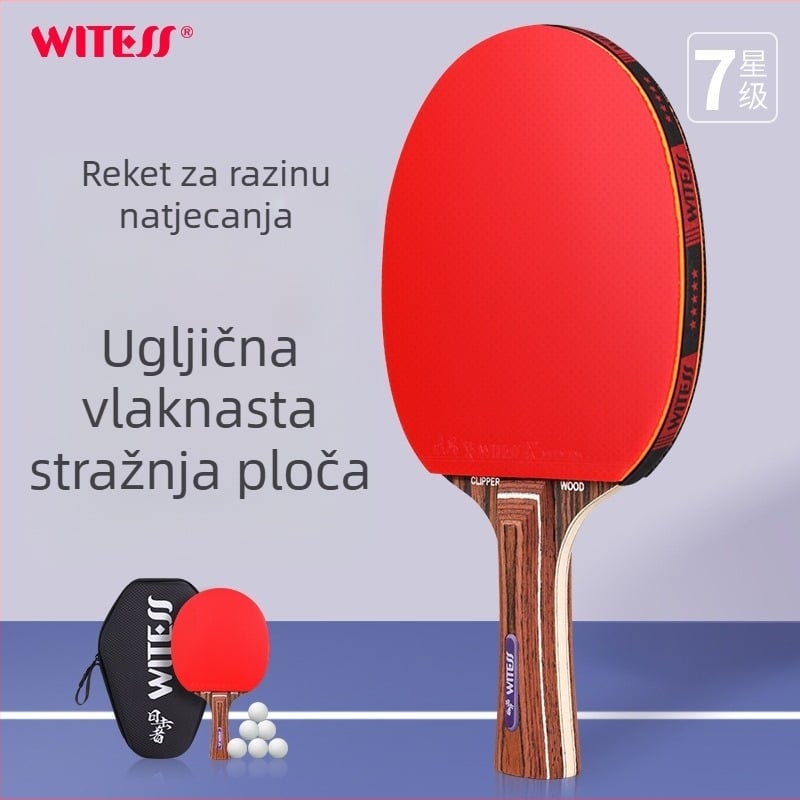 Witess reketa za stolni tenis s Ebony dnom, ljepljiva guma, izravni udar, nacionalni standard