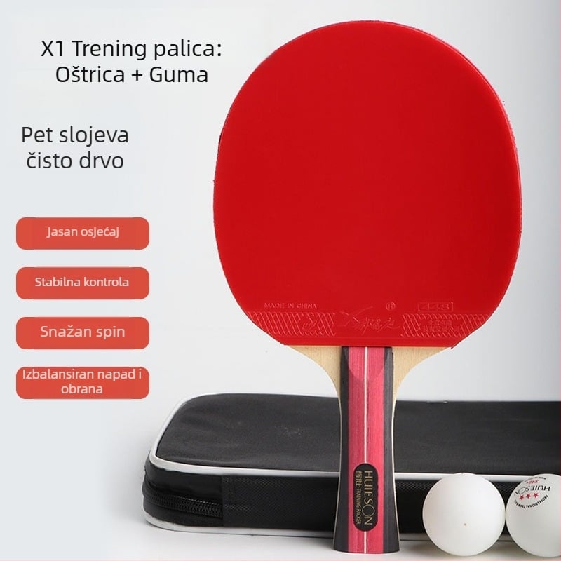 Huisheng reketa za stolni tenis – Basswood ploča, anti-lepljiva guma, horizontalni tip