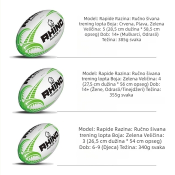 Rugby lopta za trening za djecu i odrasle — materijal Silk Flower, šivanje strojem