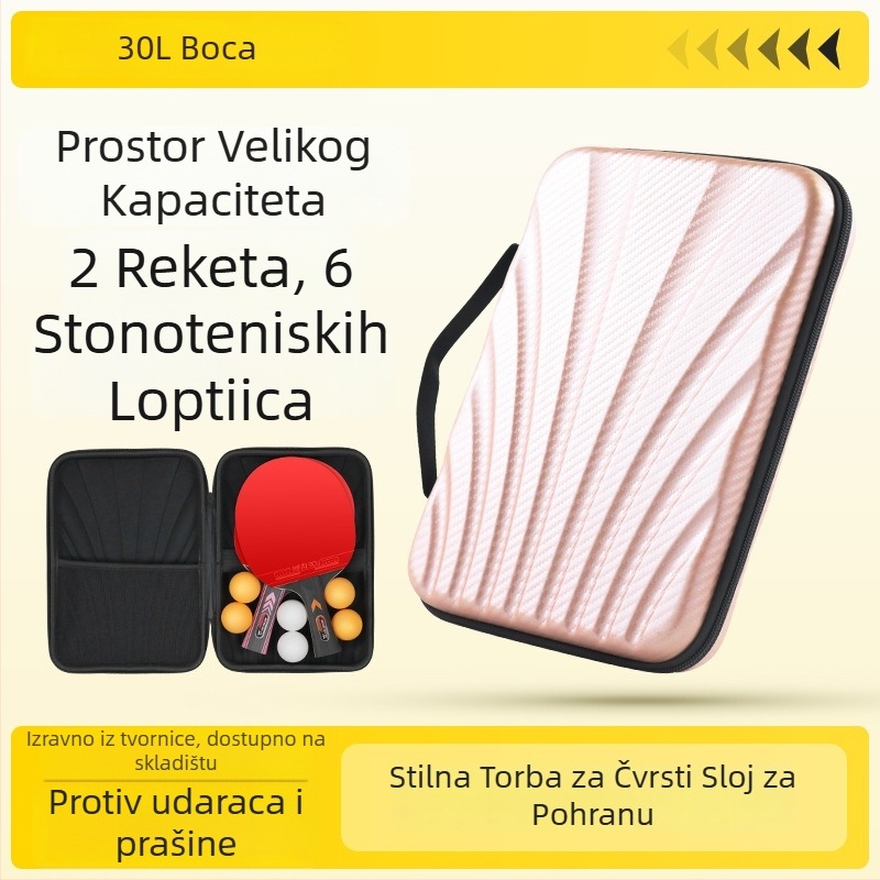 Torba za stolni tenis s tvrdim kućištem, zaštita od udara, prašinu i vodootporna, PU materijal