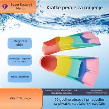 Silikonske kratke plivačke peraje za trening i ronjenje, protuklizne, lagane, za odrasle i djecu, s mrežastom vrećicom