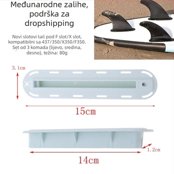 Kutija za peraje za surfanje s F-slotom i X-slotom, kutija za repni dio, PVC, universalna kompatibilnost
