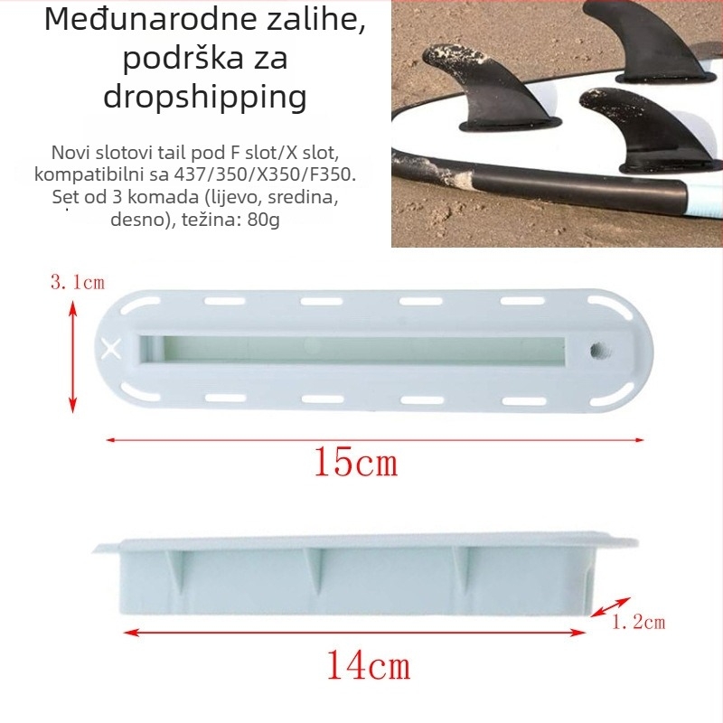 Kutija za peraje za surfanje s F-slotom i X-slotom, kutija za repni dio, PVC, universalna kompatibilnost