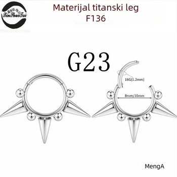 Geometrijski nosni prsten od titanijeve legure s elektroplatiranjem, unisex stil, čistoća 136