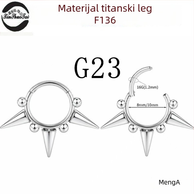 Geometrijski nosni prsten od titanijeve legure s elektroplatiranjem, unisex stil, čistoća 136