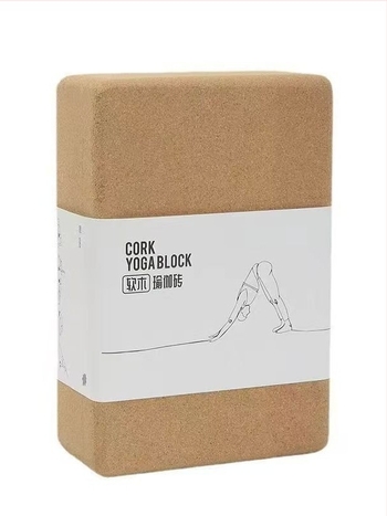 Joga blok od prirodnog pluta, visoke gustoće, 750 g, za plesne i fitness treninge, prilagodljiv s logotipom