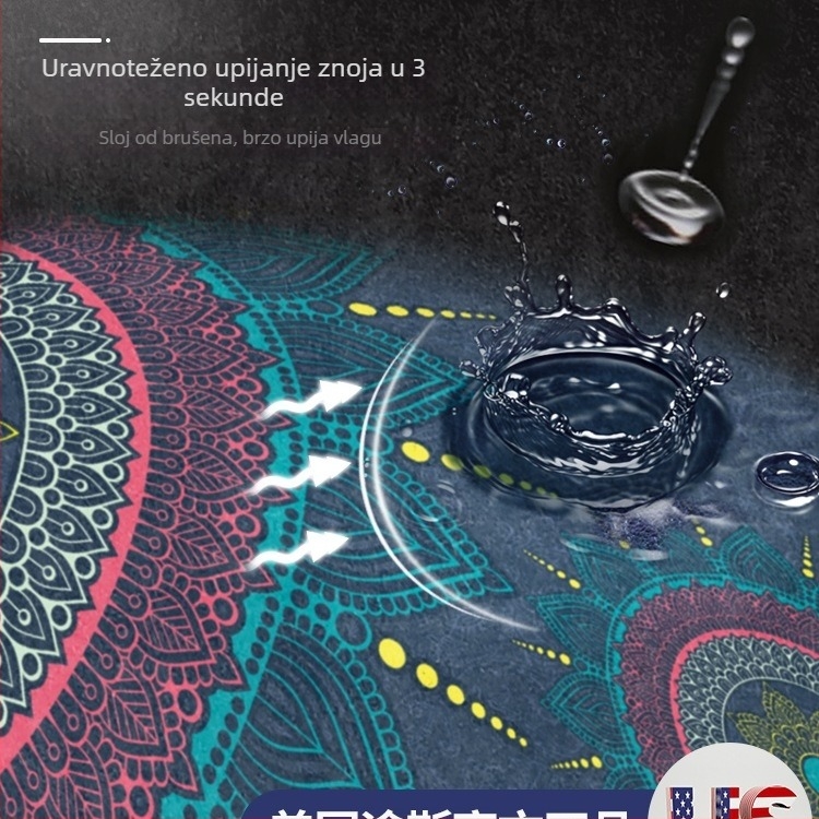 Joga prostirka od materijala svila cvijeta, geometrijski uzorak, debljina 6-12 mm