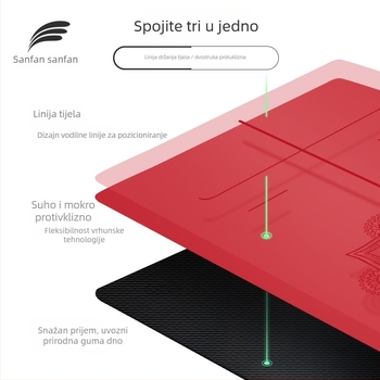 Protuklizna joga podloga s linijom poravnanja od 45°, ekstra široka 68 cm, duljina 183 cm, debljina 5 mm