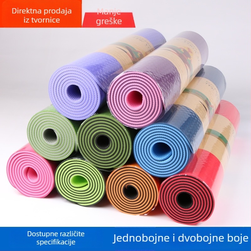 TPE joga podloga, 6 mm debljina, široka i duga, dimenzije 183×61 cm ili 183×80 cm, za početnike, plesni fitness i preskakanje užetom, s logom