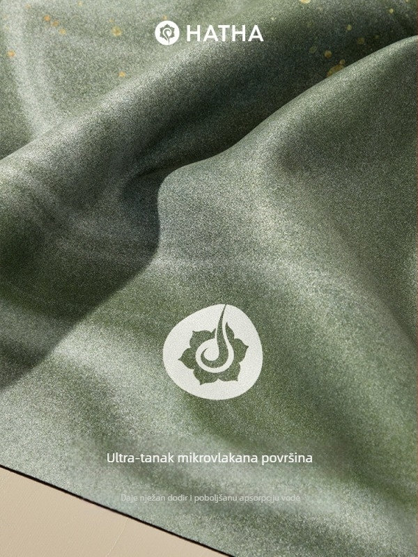 Hatha joga podloga – prirodna guma s površinom imitacijom velura, sklopiva ultra-tanka putna podloga, protuklizna, težina 1,1 kg, debljina 1,5 mm (Brand: Hah.)