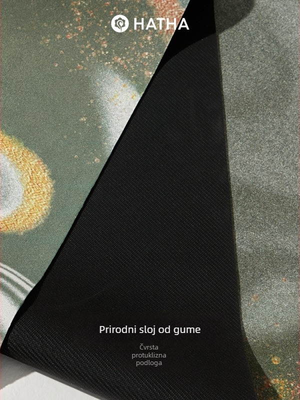 Hatha joga podloga – prirodna guma s površinom imitacijom velura, sklopiva ultra-tanka putna podloga, protuklizna, težina 1,1 kg, debljina 1,5 mm (Brand: Hah.)
