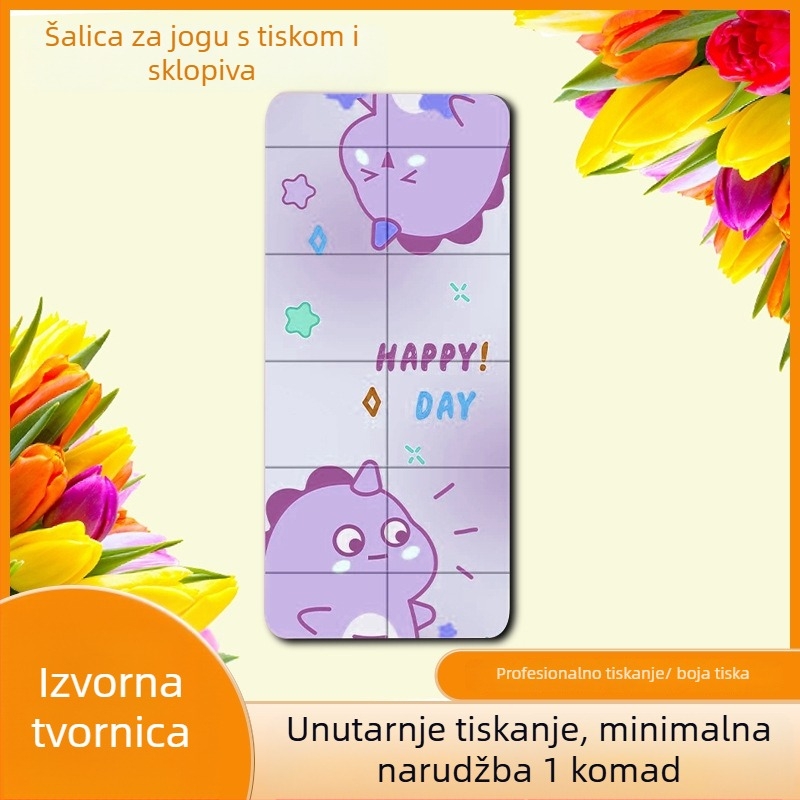 Joga podloga s UV ispisom, sklopiva, 6 mm debela, protuklizna, motiv crtanih likova