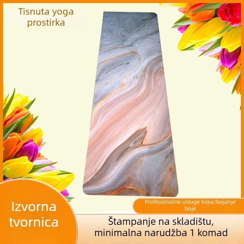 Putna joga podloga – TPE, 750 g, 6 mm, uzorak biljaka