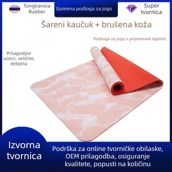 Joga podloga od prirodne gume PU, upija znoj, dišeća, protuklizna suede površina, extra velika 1830×680 mm