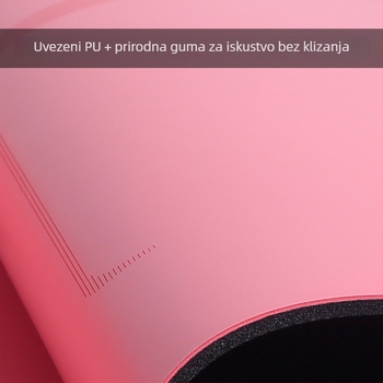 Joga prostirka od prirodnog kaučuka s PU premazom, protiv klizanja na suho i mokro, debela i šira, prozračna, s graviranom linijom držanja tijela i logotipom, dimenzije 183 cm x 68 cm