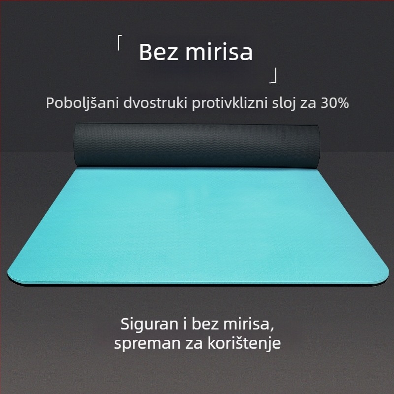 TPE joga podloga — široka i debela, dvostrano protuklizna, debljina 6/8/10 mm, masa 800 g