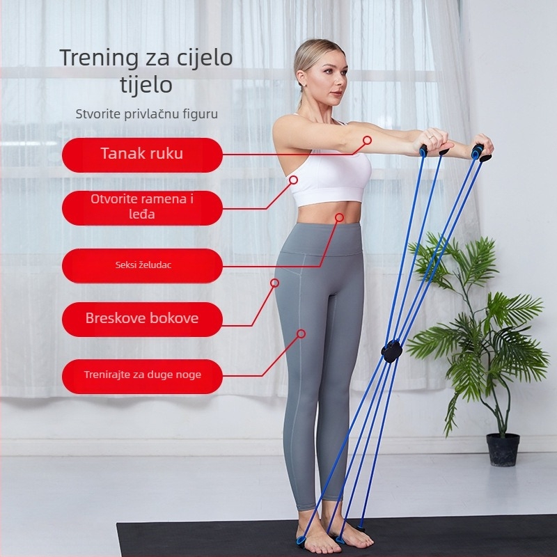 Povlačni uređaj za fitness za dom i jogu – model 3002-2, materijal TPR, gumeni pojas za vuču, za žene