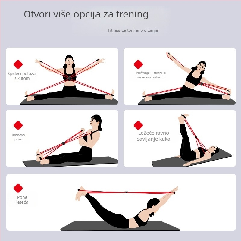 Povlačni uređaj za fitness za dom i jogu – model 3002-2, materijal TPR, gumeni pojas za vuču, za žene