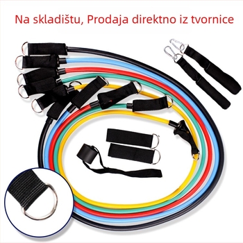 Set fitness užadi i otpornih traka s D kopčom, 11 komada, TPE materijal, duljina 1,2 m