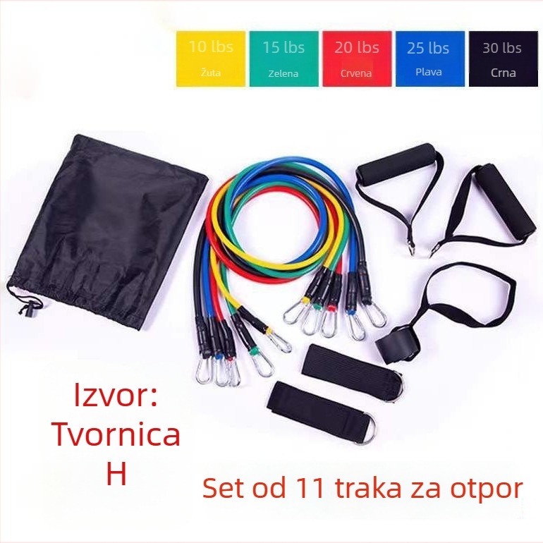 Višenamjenski 11-dijelni set za vježbanje s trakama otpora i užetom