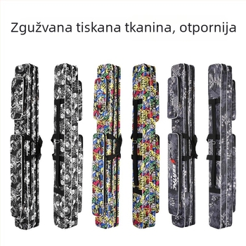 Torba za morski ribolov, troredna platnena torba s pretincima za mamce, štap i mulinetu