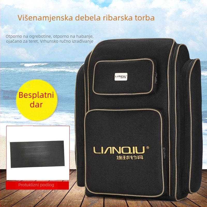 Torba za sjedalicu za ribolov — platnene, vodootporna, višenamjenska; može držati štap, kolut, najlon i mamac