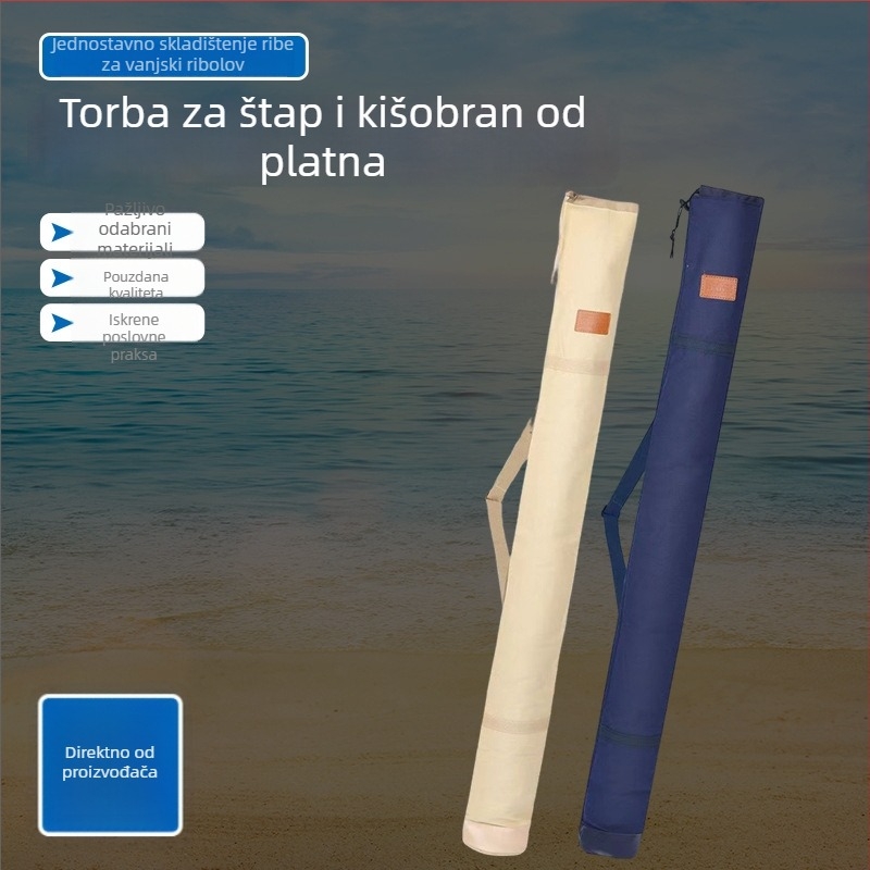 Platnena torba za ribolovne štapove i opremu, ojačana, otporna na ogrebotine, za štapove, kišobran i pribor