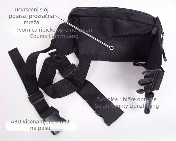 Torba za morski ribolov u struku, platnasta, za mamce, ribolovnu liniju i kotač za ribu; nije vodootporna