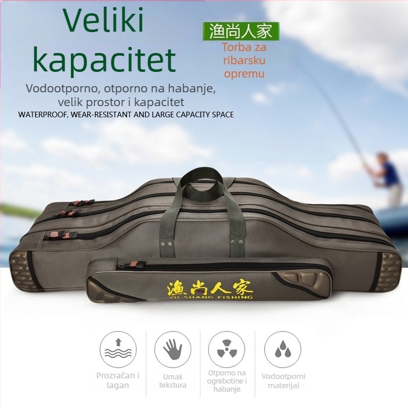 Torba za morski ribolov s pretincima za štapove, najlon i mamce — vodootporna konstrukcija, velika kapaciteta