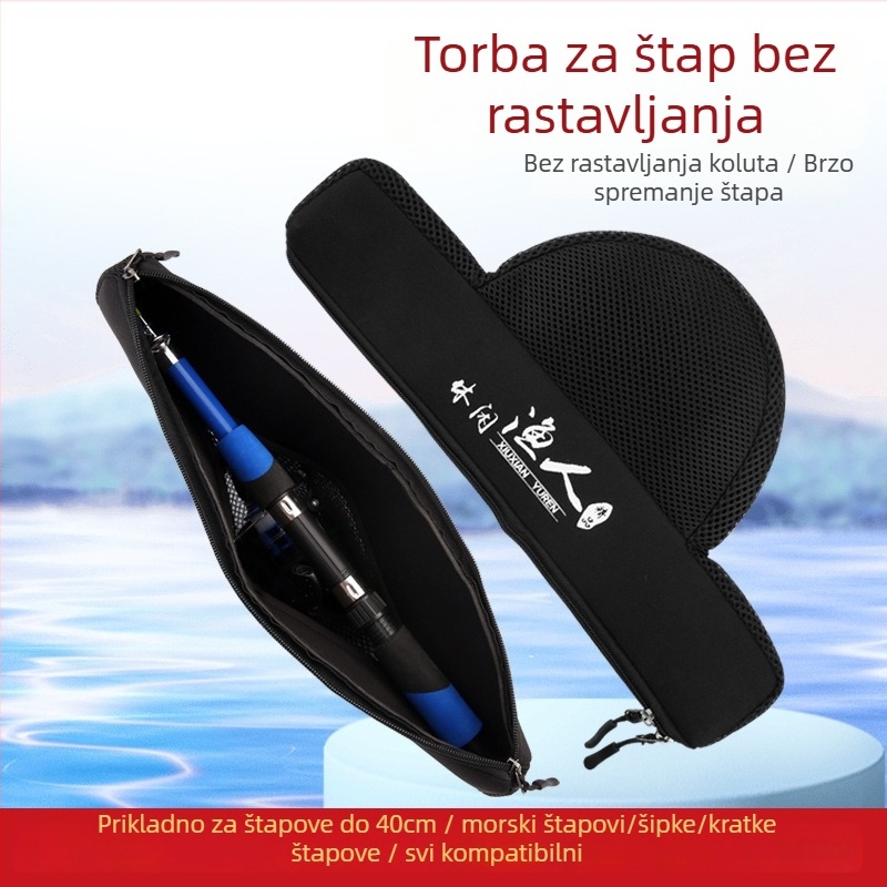 Longhua kratka torba za štap za ribolov s mekanim kućištem, prijenosna i sklopiva, drži štap, najlon i rolu, nije vodootporna