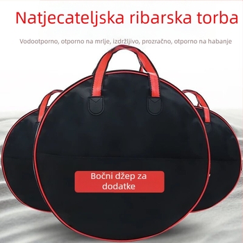 Torba za zaštitu ribe, višenamjenska ribarska torba, prijenosna platnena torba sa bočnim džepom, kružni/pravokutni dizajn, materijal: platno, funkcije: mamac i ribolovna linija