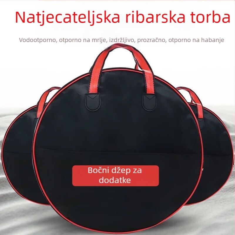 Torba za zaštitu ribe, višenamjenska ribarska torba, prijenosna platnena torba sa bočnim džepom, kružni/pravokutni dizajn, materijal: platno, funkcije: mamac i ribolovna linija