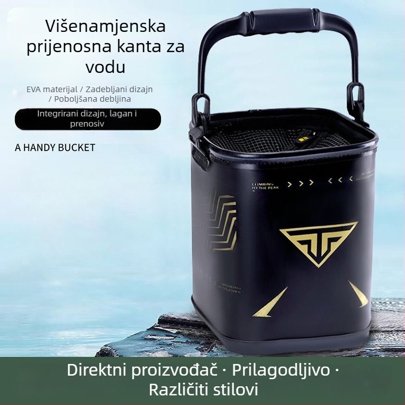 Višenamjenska prijenosna EVA kanta za vodu, sklopiva, za vanjski ribolov, s velikim kapacitetom.