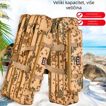 Torba za štapove za ribolov velike kapacitete, vodootporna torba od Oxford tkanine za ribolovnu opremu, dizajn s dvostrukim i trostrukim slojem