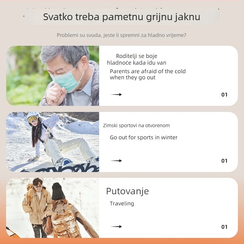 Dječja električno grijana vest – unisex, USB punjenje, zimska odjeća, 85% pamuk, poliester podstava, debela tkanina, za djecu iznad 8 godina (oko 140 cm)