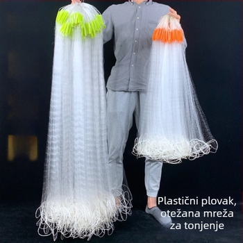 Jednostrana ribarska mreža s plastičnim plovcima i žičanom mrežom