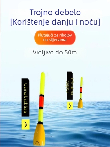 Elektronički plutač za drift ribolov, mijenja boju dan/noć, dvostruka upotreba, svijetao i vidljiv, za duga dometa s morskim štapom, univerzalno za sve vode