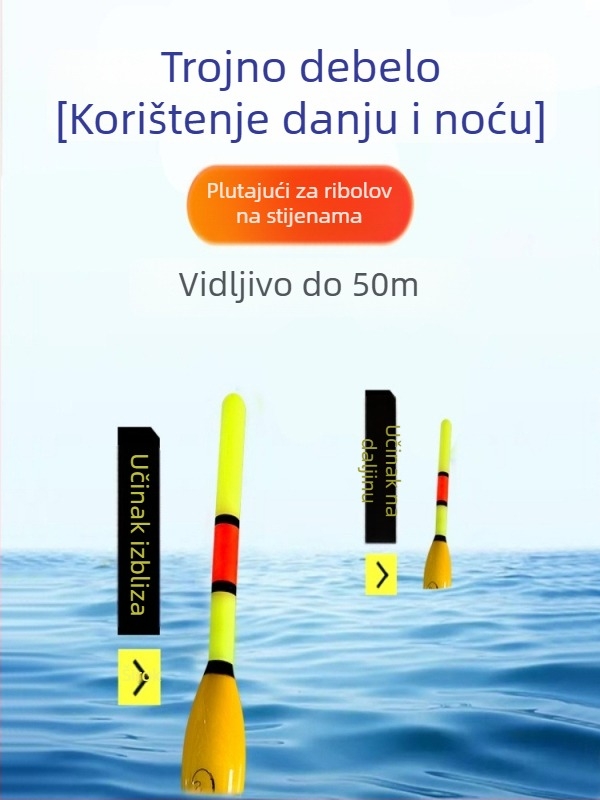 Elektronički plutač za drift ribolov, mijenja boju dan/noć, dvostruka upotreba, svijetao i vidljiv, za duga dometa s morskim štapom, univerzalno za sve vode