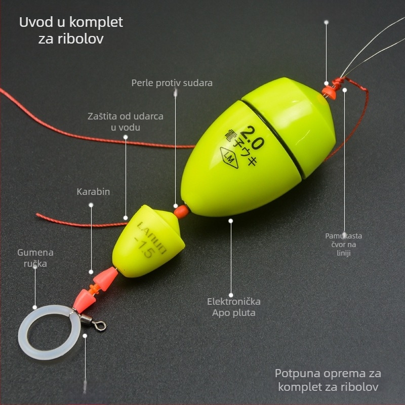 Set za morski ribolov s plovcima koji svijetle i drift komponentama — Marka Crossing High; Materijal: Plastika; Podrijetlo: Kina