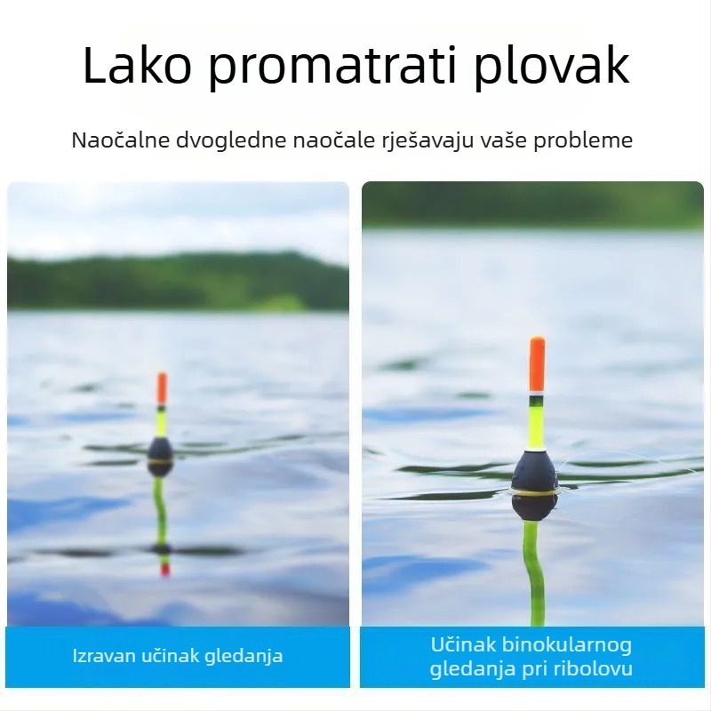 Teleskop za ribolov s noćnim vidom, 6× povećanje, naslonske polarizirane naočale za presbiopiju i kratkovidnost