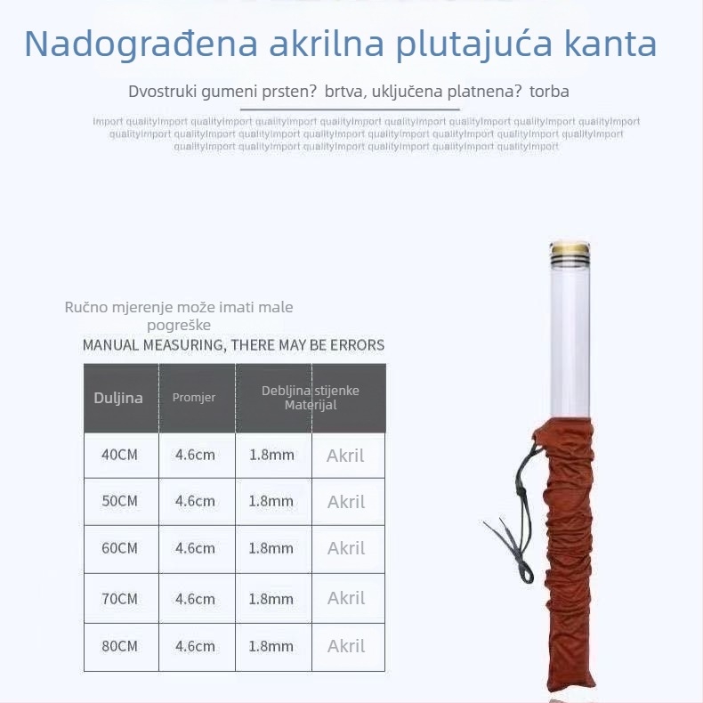 Prozirna debela plutajuća cijev za ribolov