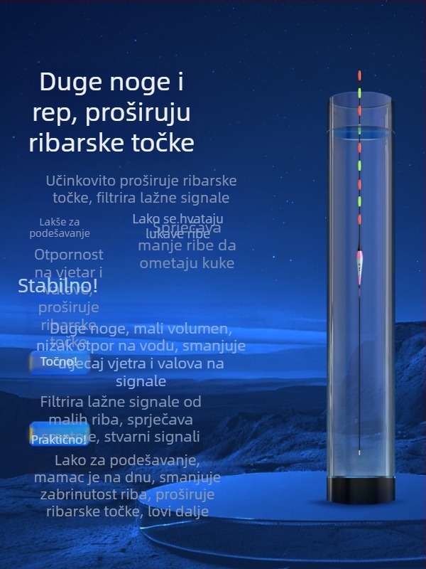Elektronički plutač LED za ribolov šarana, dnevno-noćna upotreba, svjetleći plutač s vodilnim olovom, debeli rep, veliki plutač